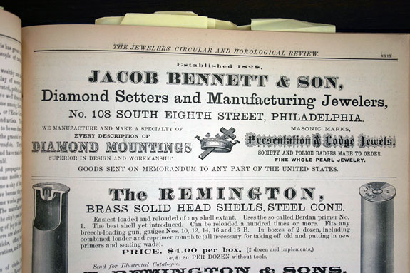 Ad for Jacob Bennett & Son, Diamond Setters & Manufacturing Jewelers