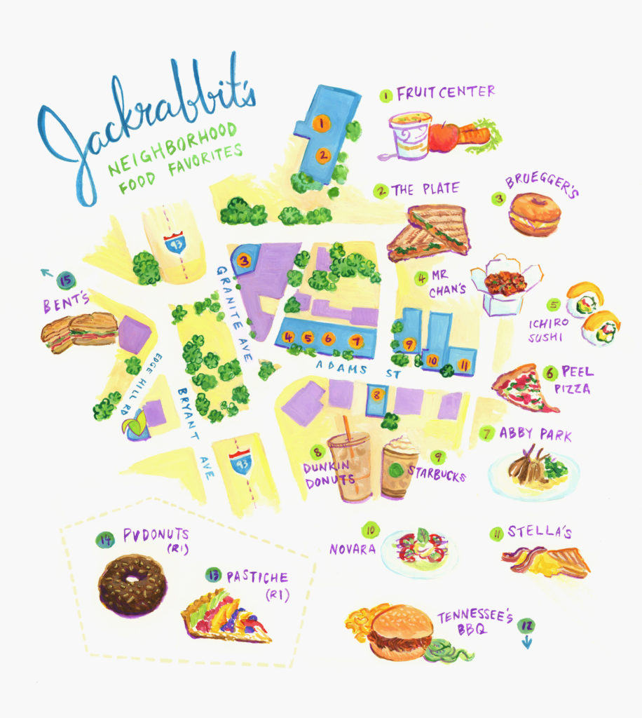 Map of food locations in the neighborhood