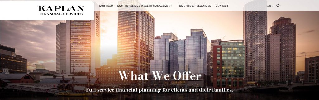 Kaplan Financial website homepage banner 