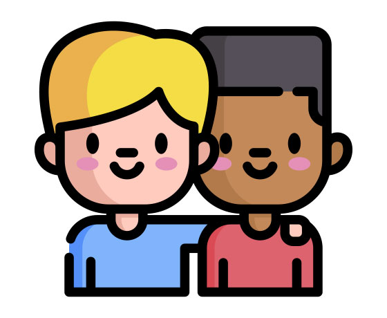 Icon of two students embracing