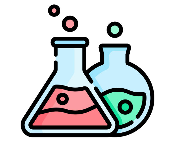 Icon of two beakers filled with a colorful substance